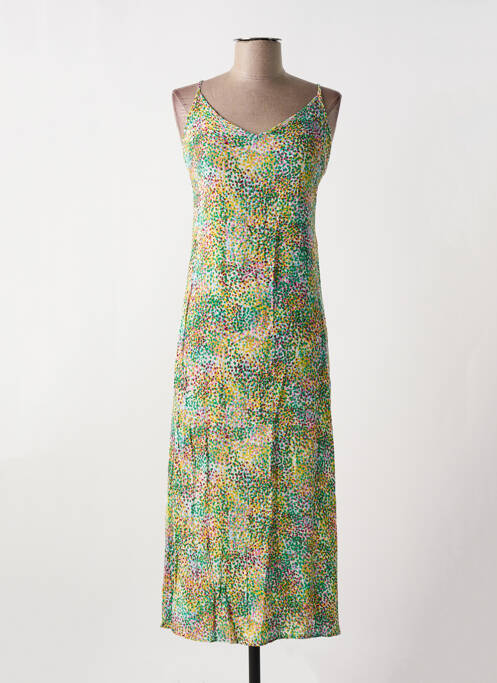 Robe longue manches bretelles ajustables fines bretelles vert VERO MODA femme