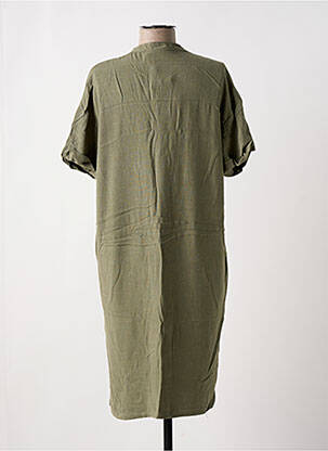 Robe mi-longue tissage crêpe manches courtes vert PIECES femme