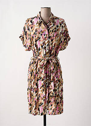 Robe mi-longue manches courtes manches courtes beige VERO MODA femme