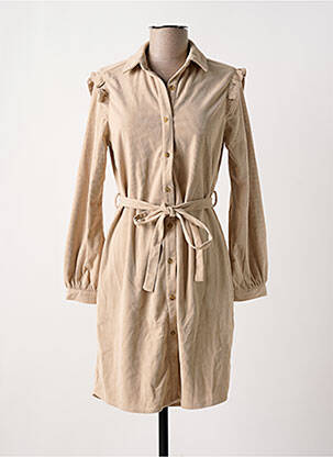 Robe courte manches longues manches longues beige DEELUXE femme