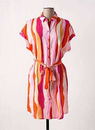 Robe mi-longue coupe fluide manches courtes rose VERO MODA femme