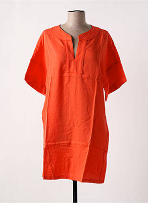 Robe courte manches courtes manches courtes orange ORFEO femme