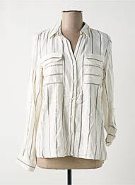 Chemisier tissage crêpe manches longues beige VERO MODA femme