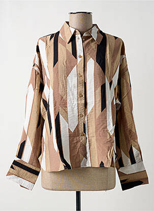 Chemisier tissage crêpe manches longues marron VERO MODA femme