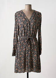Robe mi-longue imprimé fantaisie manches longues noir C'EST BEAU LA VIE femme