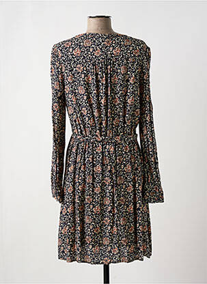 Robe mi-longue imprimé fantaisie manches longues noir C'EST BEAU LA VIE femme