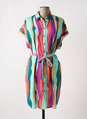 Robe mi-longue imprimé fantaisie manches courtes vert VERO MODA femme