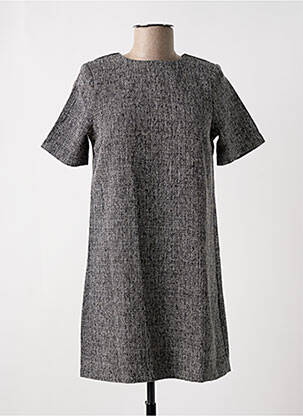 Robe courte fermeture zippée au dos manches courtes gris AWARE femme