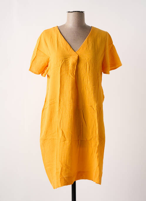 Robe mi-longue manches courtes manches courtes jaune VERO MODA femme