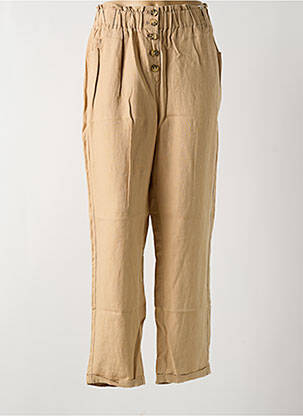Pantalon large tissage crêpe taille haute beige C'EST BEAU LA VIE femme