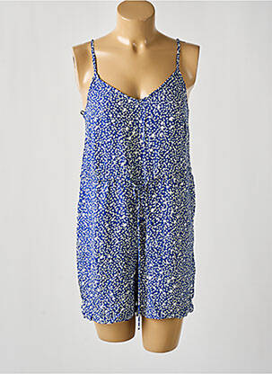 Combishort tissage popeline fines bretelles bleu PIECES femme