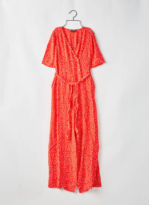 Combi-pantalon tissage crêpe manches courtes orange PIECES femme