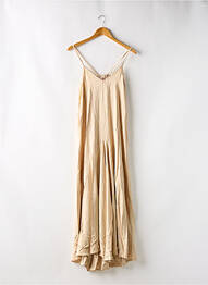Robe longue manches bretelles ajustables fines bretelles beige REIKO femme