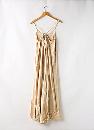 Robe longue manches bretelles ajustables fines bretelles beige REIKO femme