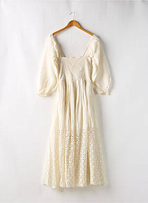 Robe longue coupe évasée manches 3/4 beige FREE PEOPLE femme