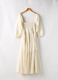 Robe longue coupe évasée manches 3/4 beige FREE PEOPLE femme