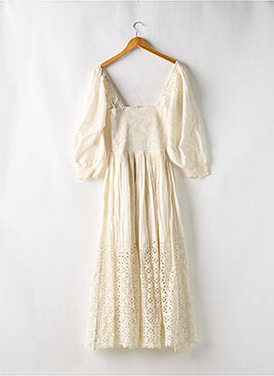 Robe longue coupe évasée manches 3/4 beige FREE PEOPLE femme