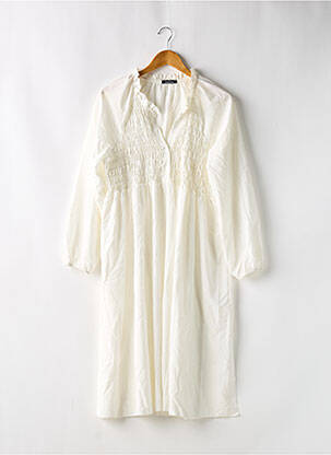 Robe mi-longue coupe fluide manches longues blanc BOOHOO femme
