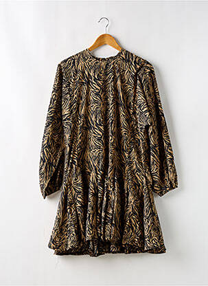 Robe courte coupe évasée manches longues beige LOAVIES femme