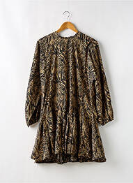Robe courte coupe évasée manches longues beige LOAVIES femme