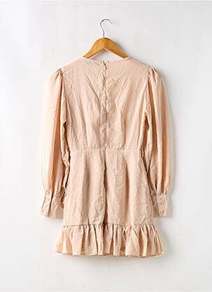 Robe courte fermeture zippée au dos manches longues beige BOOHOO femme