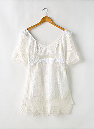 Robe courte fermeture zippée au dos manches courtes blanc FOR LOVE & LEMONS femme