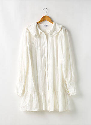 Robe courte coupe évasée manches longues blanc LOAVIES femme