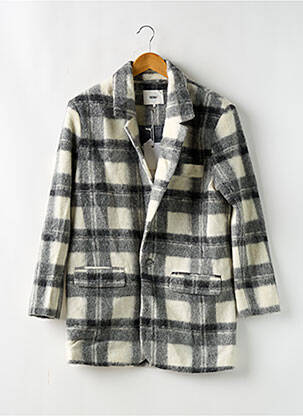 Manteau long coupe droite sans capuche gris REIKO femme