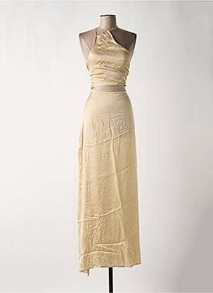 Robe longue coupe fluide fines bretelles beige BAHAAR femme