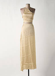 Robe longue coupe fluide fines bretelles beige BAHAAR femme