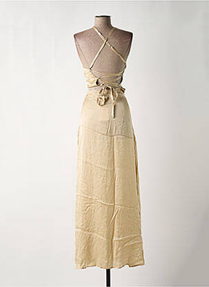 Robe longue coupe fluide fines bretelles beige BAHAAR femme