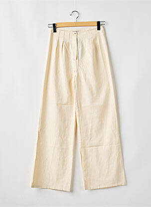 Pantalon large fermeture zippée sous rabat boutonné taille haute beige NASTY GAL femme