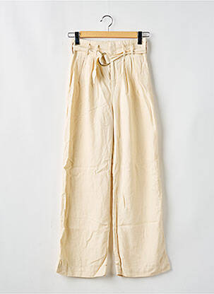 Pantalon large taille à pinces taille haute beige REIKO femme