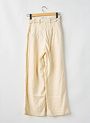 Pantalon large taille à pinces taille haute beige REIKO femme