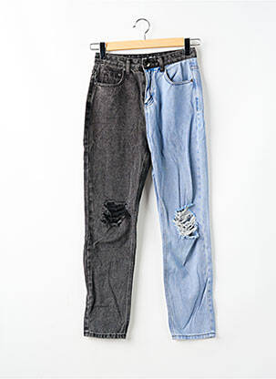 Jean coupe mom effet usé taille haute noir BOOHOO femme