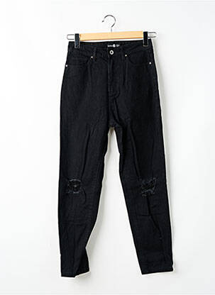 Jean coupe mom effet usé taille haute noir BOOHOO femme