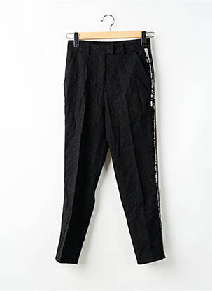 Pantalon droit taille à pinces taille haute noir IDANO femme