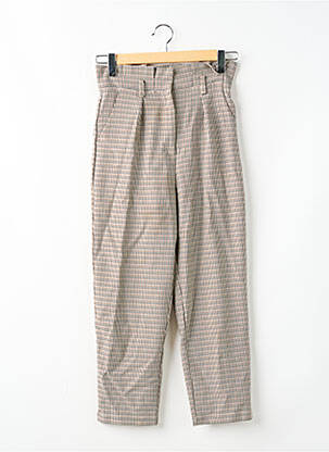 Pantalon droit taille à pinces taille haute beige FIND. femme