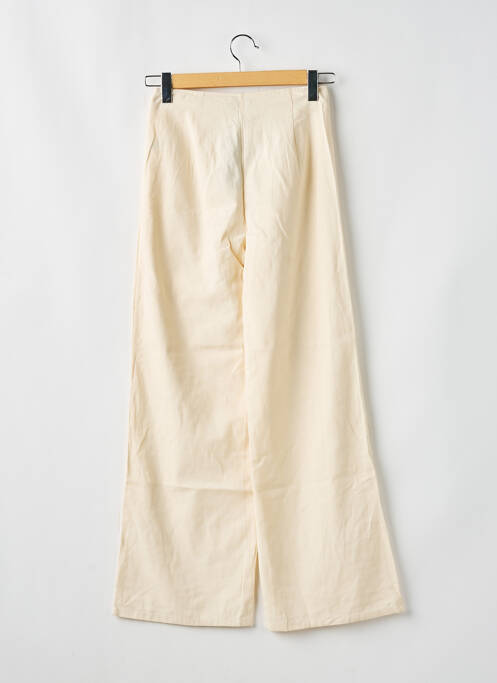Pantalon large fermeture zippée sous rabat boutonné taille haute beige NASTY GAL femme