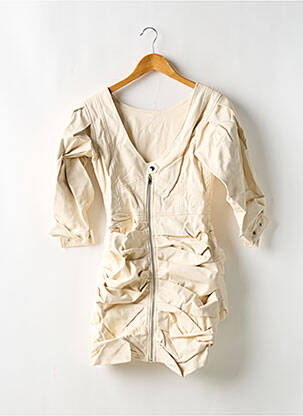 Robe courte fermeture zippée au dos manches courtes beige FOR LOVE & LEMONS femme