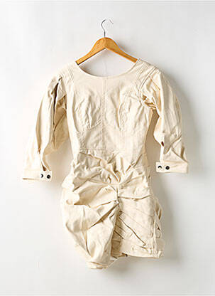 Robe courte fermeture zippée au dos manches courtes beige FOR LOVE & LEMONS femme