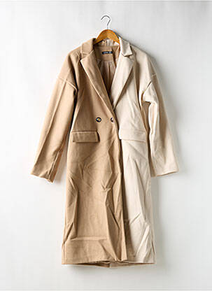 Manteau long coupe droite sans capuche beige BOOHOO femme