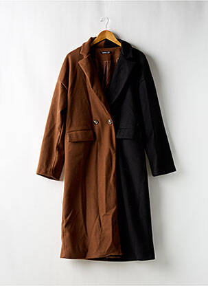 Manteau long coupe droite sans capuche marron BOOHOO femme