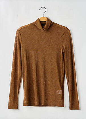 Pull col roulé coupe cintrée manches longues marron MOLLY BRACKEN femme