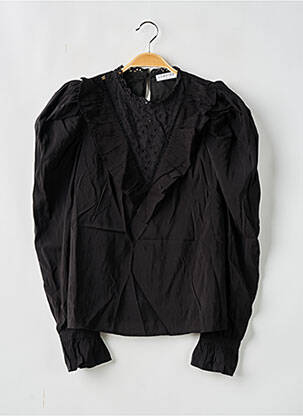 Blouse poignets boutonnés avec fente manches longues noir LOAVIES femme