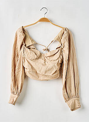 Blouse poignets boutonnés avec fente manches longues beige MAJORELLE femme