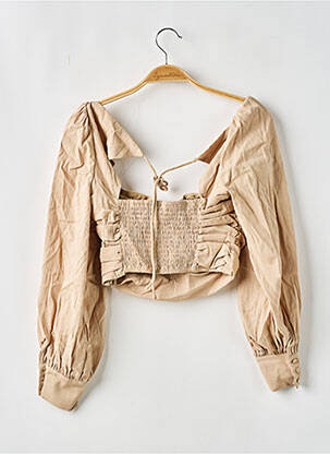 Blouse poignets boutonnés avec fente manches longues beige MAJORELLE femme