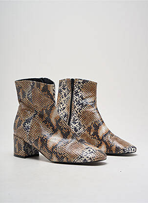 Bottines/boots tissage satiné talon de 4 à 6cm marron MKT STUDIO femme