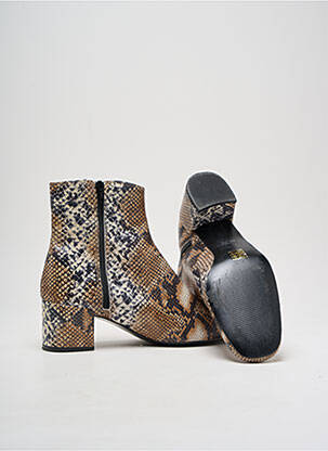 Bottines/boots tissage satiné talon de 4 à 6cm marron MKT STUDIO femme