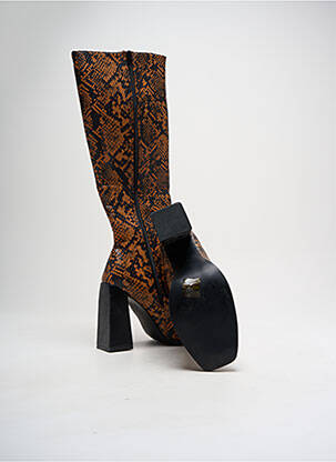 Bottes tissage satiné talon haut de 10cm et plus orange QUANTICLO femme